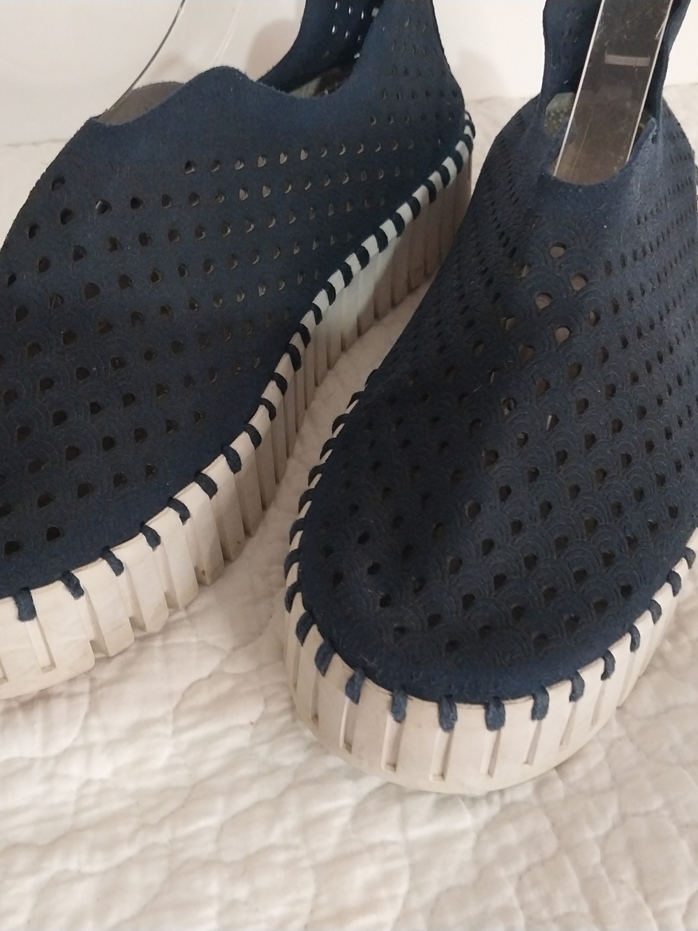 Ilse Jacobsen Navy Perforated Slip-On Sneakers Women's 8.5/9 - Picture 6 of 12